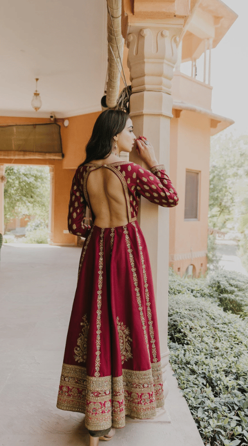 Red Backless Anarkali