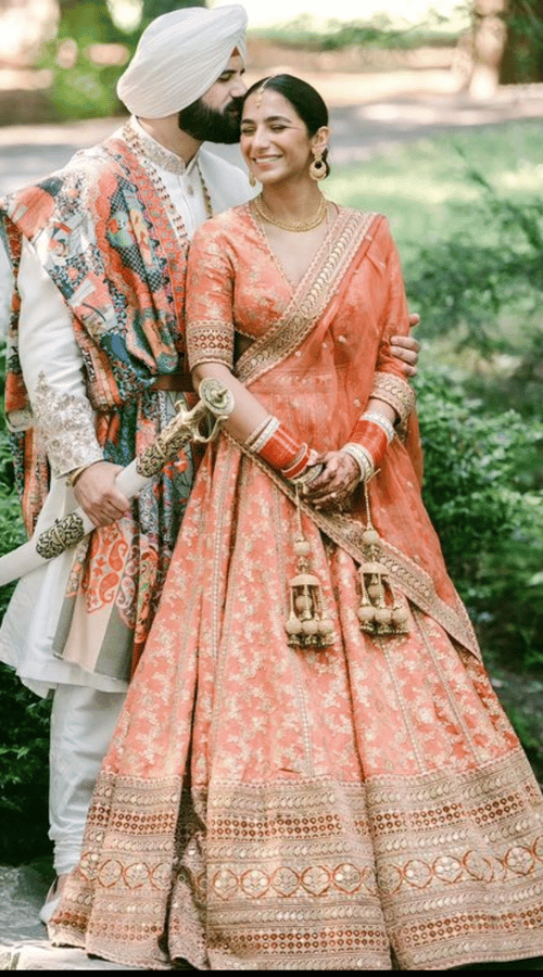 coral lehenga