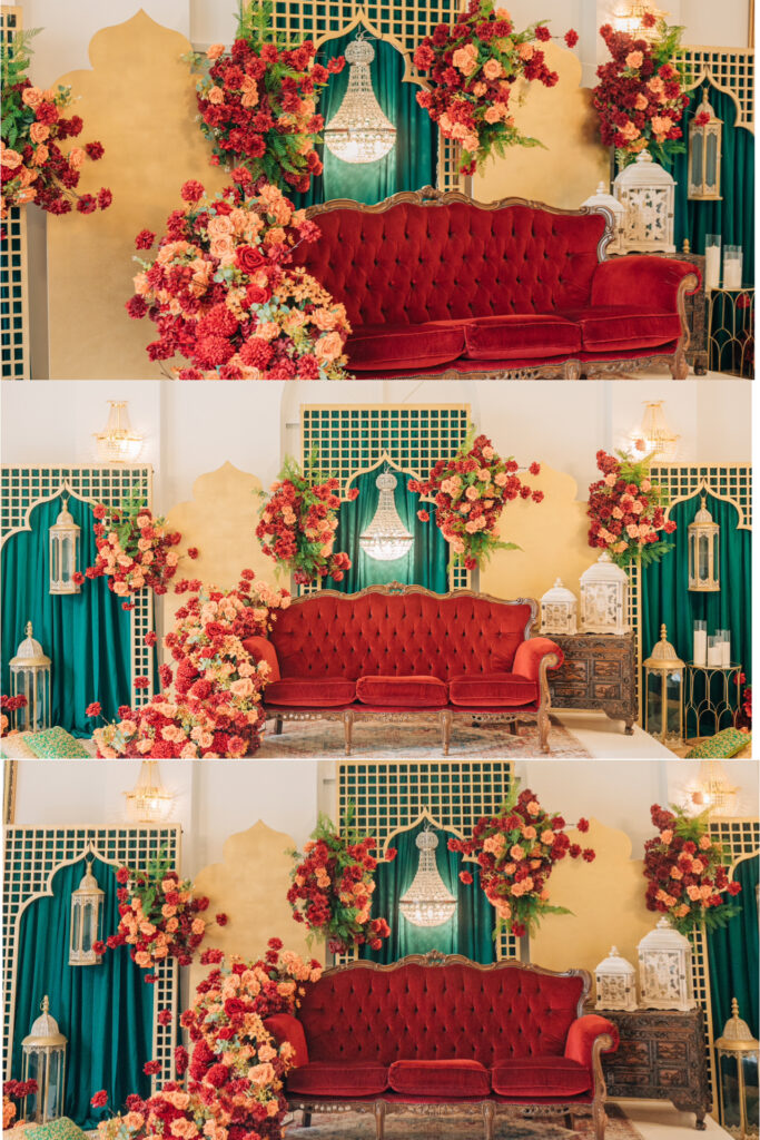 Bright wedding decor for indian mehendi