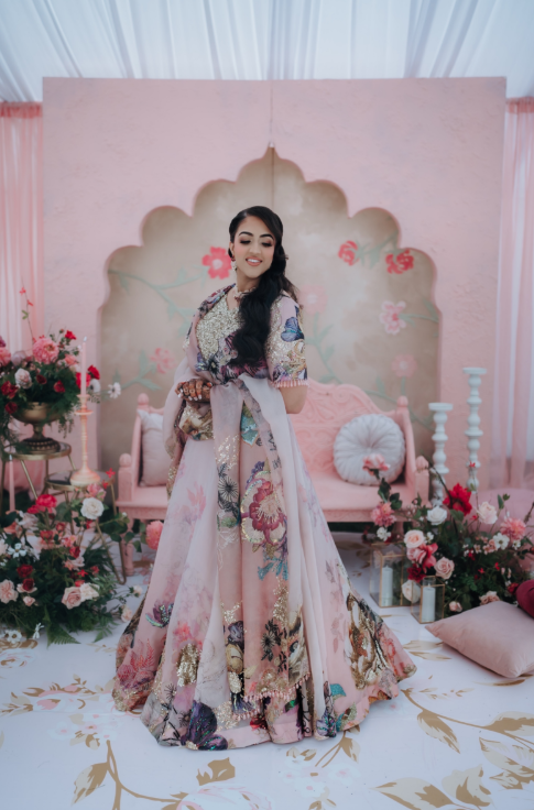 Punjabi bride in pink lehenga
