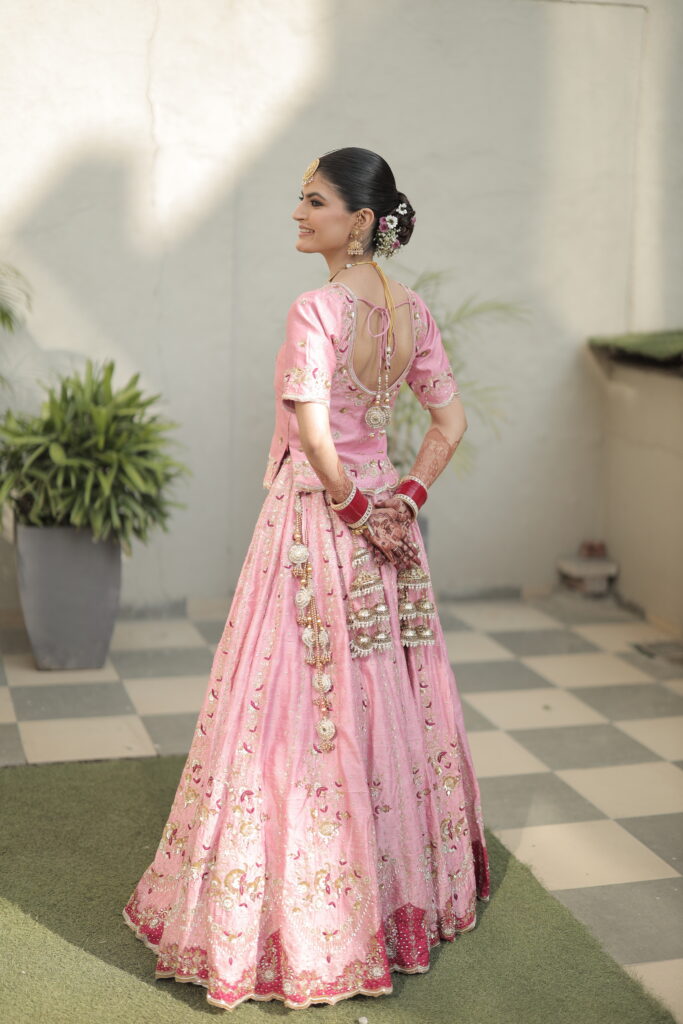 Real Punjabi Bride in Pink lehenga