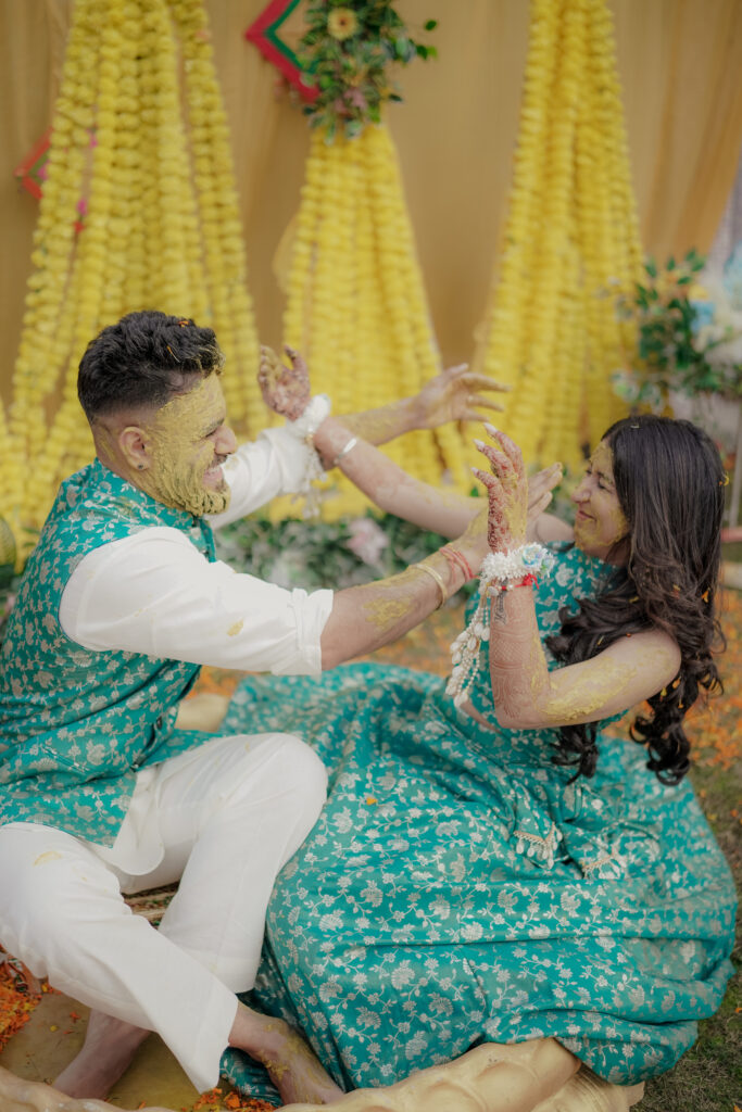Haldi photos of punjabi couple
