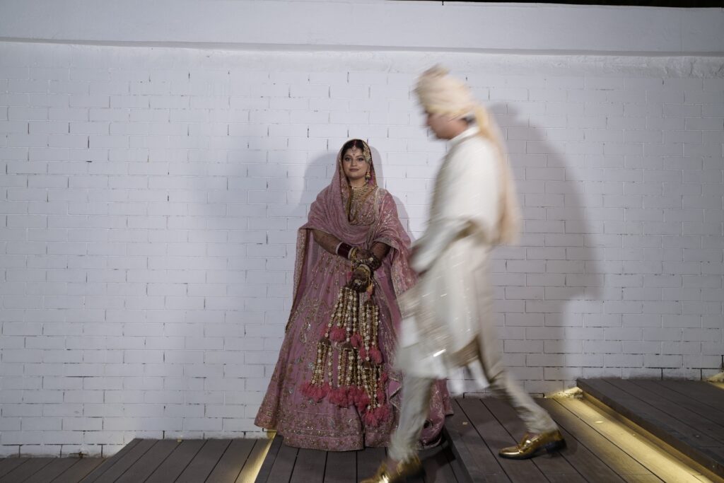 Cinematic motion blur portrait of bride during a Punjabi wedding in Mohali