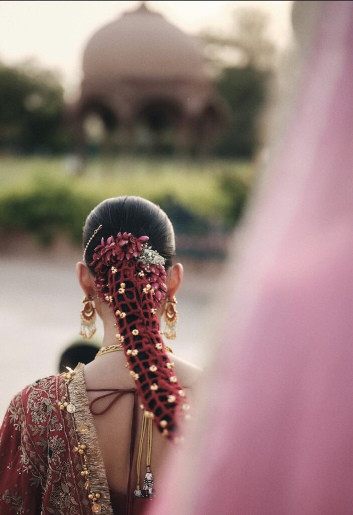 Floral hairstyle for punjabi brides